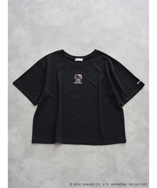 sanrio(サンリオ)の「【サンリオキャラクターズ】【大きいサイズ】クルーネック刺繍Tシャツ(Tシャツ/カットソー・レディース・パープル/ブラック/ダークグレー・XX-LARGE/XXX-LARGE)」の2枚目の写真