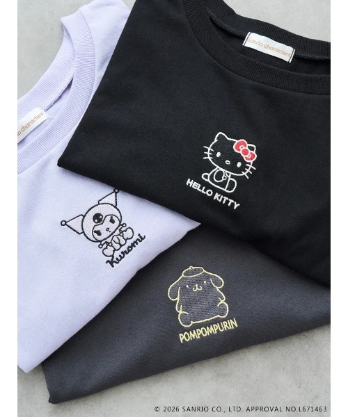 sanrio(サンリオ)の「【サンリオキャラクターズ】【大きいサイズ】クルーネック刺繍Tシャツ(Tシャツ/カットソー・レディース・パープル/ブラック/ダークグレー・XX-LARGE/XXX-LARGE)」の5枚目の写真