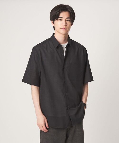 green label relaxing(グリーンレーベルリラクシング)の「ウォッシャブル TW サイロ ジャストルーズ レギュラーカラー 半袖 シャツ -通気性・接触冷感-(シャツ/ブラウス・メンズ・ダークブラウン/ネイビー/ケリーグリーン・M/L/S/XL)」の5枚目の写真