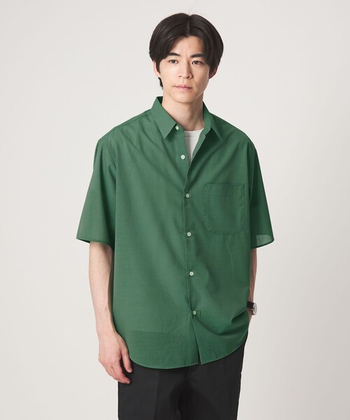 green label relaxing(グリーンレーベルリラクシング)の「ウォッシャブル TW サイロ ジャストルーズ レギュラーカラー 半袖 シャツ -通気性・接触冷感-(シャツ/ブラウス・メンズ・ダークブラウン/ネイビー/ケリーグリーン・M/L/S/XL)」の7枚目の写真