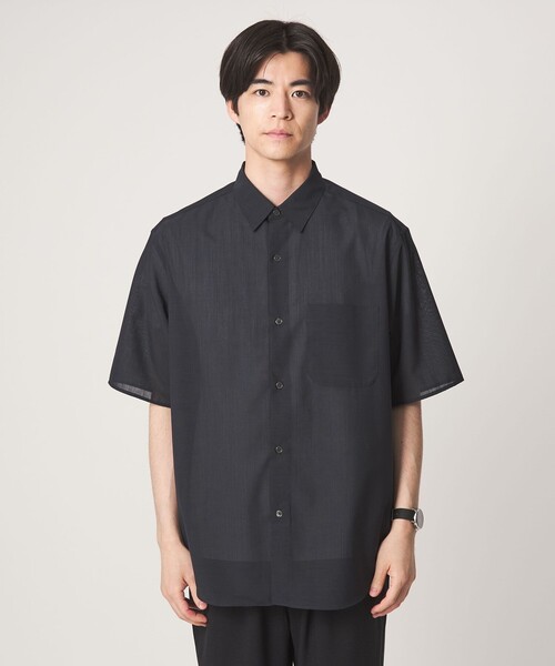 green label relaxing(グリーンレーベルリラクシング)の「ウォッシャブル TW サイロ ジャストルーズ レギュラーカラー 半袖 シャツ -通気性・接触冷感-(シャツ/ブラウス・メンズ・ダークブラウン/ネイビー/ケリーグリーン・M/L/S/XL)」の9枚目の写真