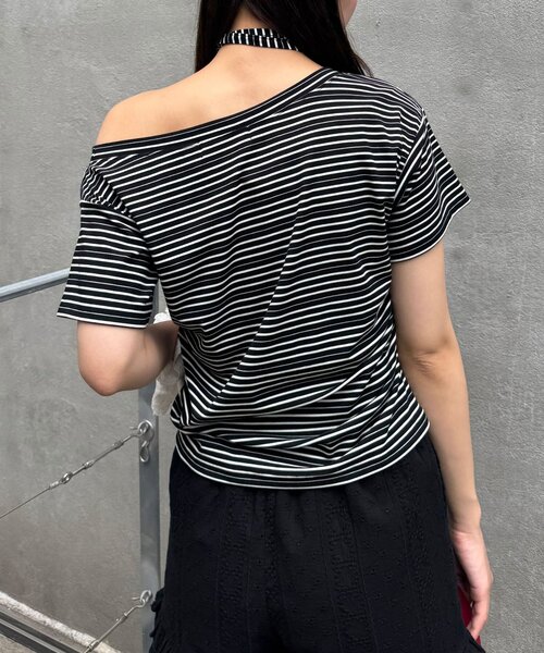 CIAOPANIC(チャオパニック)の「チョーカーセットボーダーTEE(Tシャツ/カットソー・レディース・サックスブルー/ブラック・FREE)」の7枚目の写真