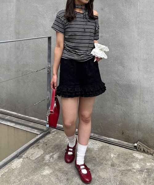 CIAOPANIC(チャオパニック)の「チョーカーセットボーダーTEE(Tシャツ/カットソー・レディース・サックスブルー/ブラック・FREE)」の9枚目の写真
