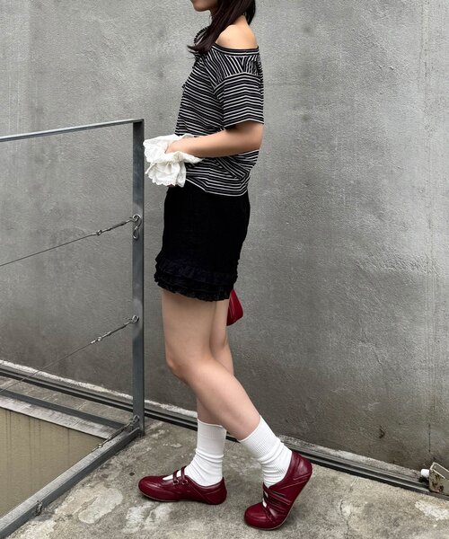 CIAOPANIC(チャオパニック)の「チョーカーセットボーダーTEE(Tシャツ/カットソー・レディース・サックスブルー/ブラック・FREE)」の10枚目の写真