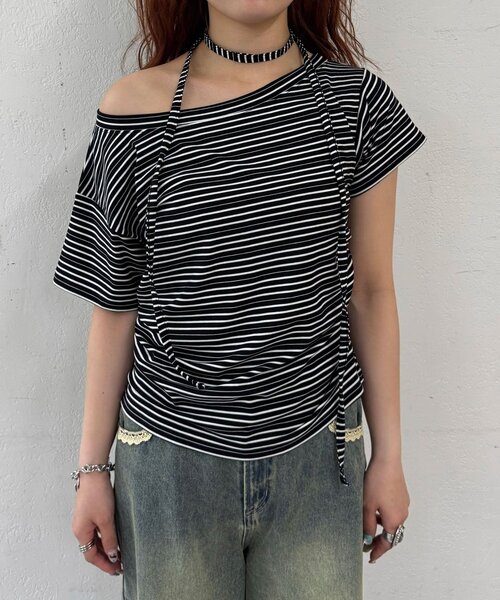 CIAOPANIC(チャオパニック)の「チョーカーセットボーダーTEE(Tシャツ/カットソー・レディース・サックスブルー/ブラック・FREE)」の12枚目の写真