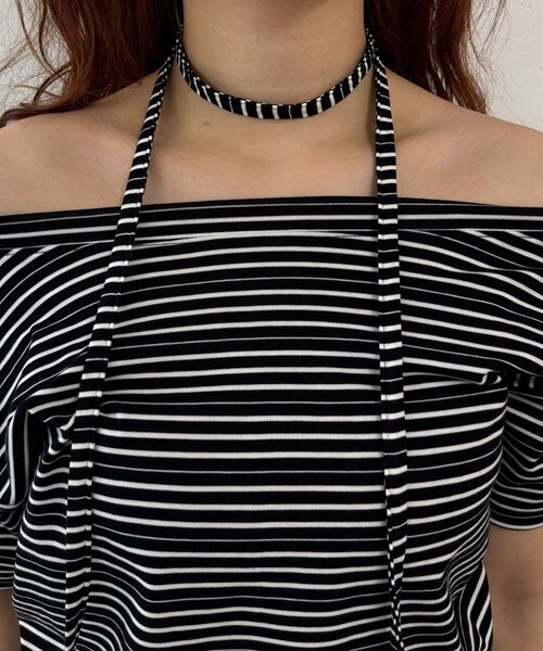 CIAOPANIC(チャオパニック)の「チョーカーセットボーダーTEE(Tシャツ/カットソー・レディース・サックスブルー/ブラック・FREE)」の15枚目の写真