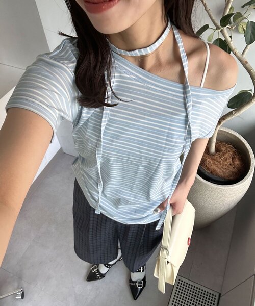 CIAOPANIC(チャオパニック)の「チョーカーセットボーダーTEE(Tシャツ/カットソー・レディース・サックスブルー/ブラック・FREE)」の17枚目の写真
