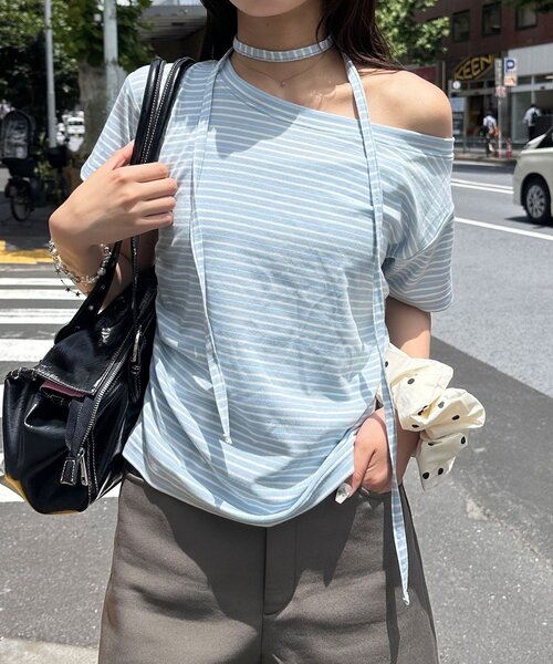 CIAOPANIC(チャオパニック)の「チョーカーセットボーダーTEE(Tシャツ/カットソー・レディース・サックスブルー/ブラック・FREE)」の20枚目の写真