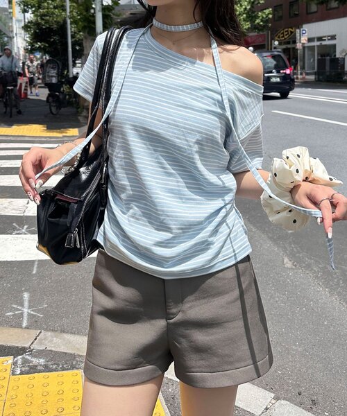 CIAOPANIC(チャオパニック)の「チョーカーセットボーダーTEE(Tシャツ/カットソー・レディース・サックスブルー/ブラック・FREE)」の21枚目の写真