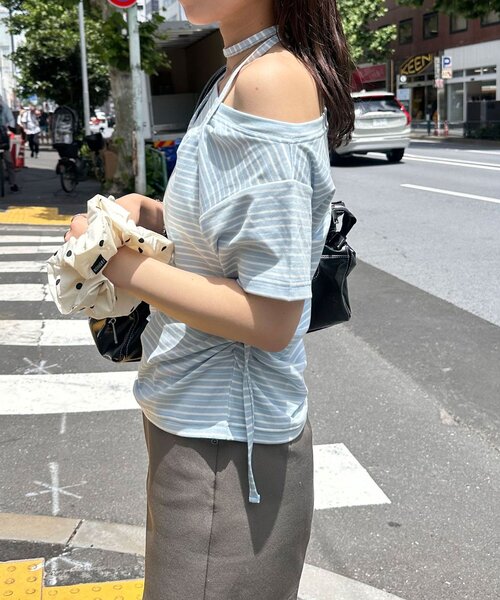 CIAOPANIC(チャオパニック)の「チョーカーセットボーダーTEE(Tシャツ/カットソー・レディース・サックスブルー/ブラック・FREE)」の22枚目の写真