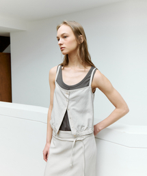 Button Sleeveless Blouse_Beige