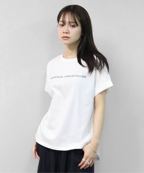THE CELL.(ザセルドット)の「接触冷感ドライタッチコットン 袖ロールUP ドルマン ロゴTシャツ(Tシャツ/カットソー・レディース・ピンク/ブラック/チャコールグレー/オフホワイト・FREE)」の1枚目の写真