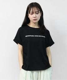 接触冷感ドライタッチコットン 袖ロールUP ドルマン ロゴTシャツ