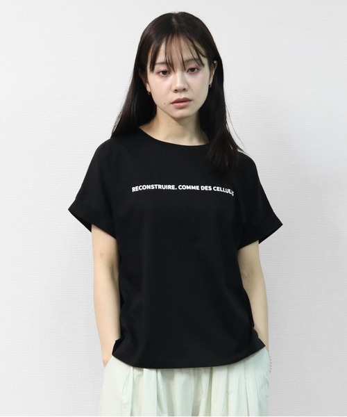 THE CELL.(ザセルドット)の「接触冷感ドライタッチコットン 袖ロールUP ドルマン ロゴTシャツ(Tシャツ/カットソー・レディース・ピンク/ブラック/チャコールグレー/オフホワイト・FREE)」の2枚目の写真