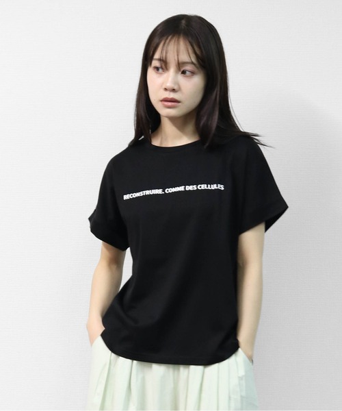 THE CELL.(ザセルドット)の「接触冷感ドライタッチコットン 袖ロールUP ドルマン ロゴTシャツ(Tシャツ/カットソー・レディース・ピンク/ブラック/チャコールグレー/オフホワイト・FREE)」の9枚目の写真
