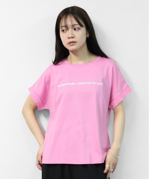 THE CELL.(ザセルドット)の「接触冷感ドライタッチコットン 袖ロールUP ドルマン ロゴTシャツ(Tシャツ/カットソー・レディース・ピンク/ブラック/チャコールグレー/オフホワイト・FREE)」の17枚目の写真