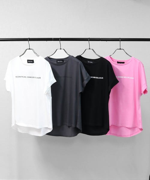THE CELL.(ザセルドット)の「接触冷感ドライタッチコットン 袖ロールUP ドルマン ロゴTシャツ(Tシャツ/カットソー・レディース・ピンク/ブラック/チャコールグレー/オフホワイト・FREE)」の21枚目の写真