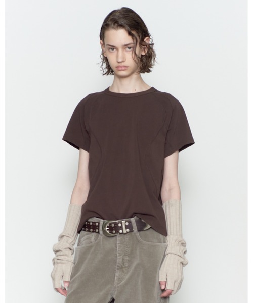 NVRFRGT(ネヴァーフォーゲット)の「PANNELD HALF SLEEVE T-SHIRT(Tシャツ/カットソー・メンズ・ホワイト/ダークブラック/ブラウン/ブラック・2/1)」の4枚目の写真