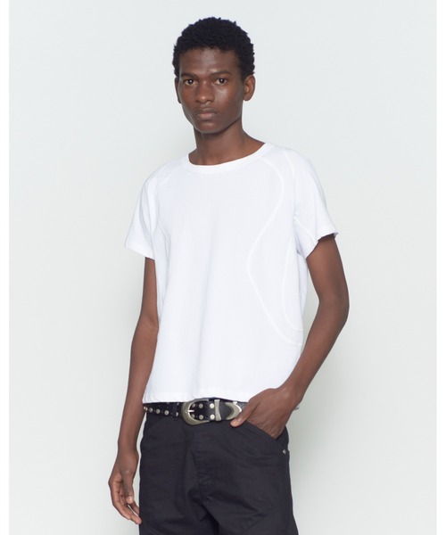 NVRFRGT(ネヴァーフォーゲット)の「PANNELD HALF SLEEVE T-SHIRT(Tシャツ/カットソー・メンズ・ホワイト/ダークブラック/ブラウン/ブラック・2/1)」の1枚目の写真