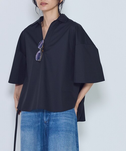 1er Arrondissement(プルミエアロンディスモン)の「タイプライタースキッパーハーフスリーブシャツ(シャツ/ブラウス・レディース・オフホワイト/ブラック系その他3・38/36)」の2枚目の写真
