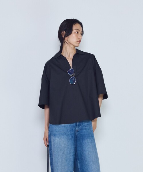 1er Arrondissement(プルミエアロンディスモン)の「タイプライタースキッパーハーフスリーブシャツ(シャツ/ブラウス・レディース・オフホワイト/ブラック系その他3・38/36)」の3枚目の写真