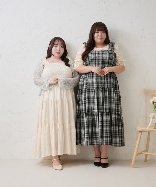 Louiosy(ルオシー)の「【Louiosy】【大きいサイズ】肩フリルティアードキャミワンピース(ワンピース・レディース・ブラック系その他/アイボリー・4L/3L/X-LARGE)」の13枚目の写真