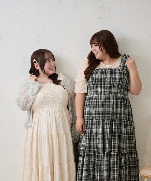 Louiosy(ルオシー)の「【Louiosy】【大きいサイズ】肩フリルティアードキャミワンピース(ワンピース・レディース・ブラック系その他/アイボリー・4L/3L/X-LARGE)」の14枚目の写真