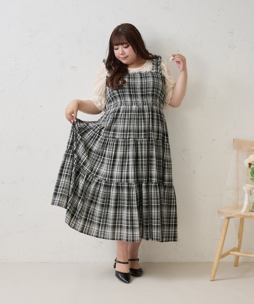 Louiosy(ルオシー)の「【Louiosy】【大きいサイズ】肩フリルティアードキャミワンピース(ワンピース・レディース・ブラック系その他/アイボリー・4L/3L/X-LARGE)」の16枚目の写真
