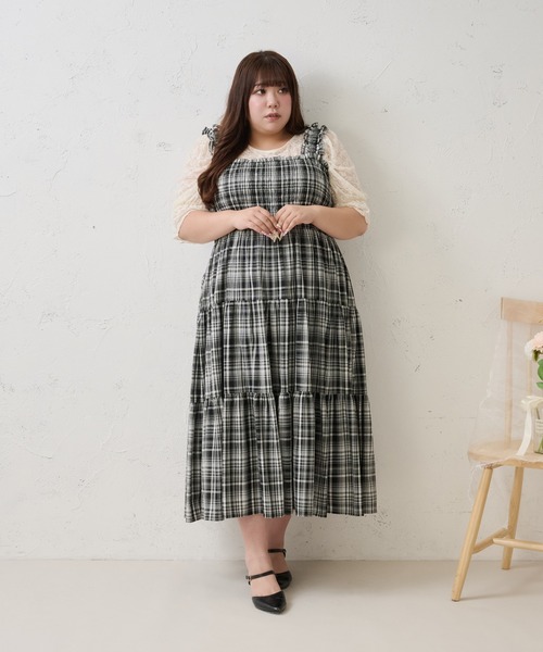 Louiosy(ルオシー)の「【Louiosy】【大きいサイズ】肩フリルティアードキャミワンピース(ワンピース・レディース・ブラック系その他/アイボリー・4L/3L/X-LARGE)」の17枚目の写真