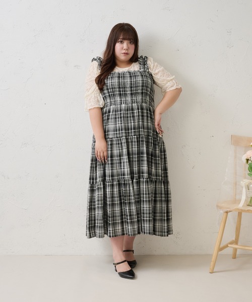 Louiosy(ルオシー)の「【Louiosy】【大きいサイズ】肩フリルティアードキャミワンピース(ワンピース・レディース・ブラック系その他/アイボリー・4L/3L/X-LARGE)」の18枚目の写真