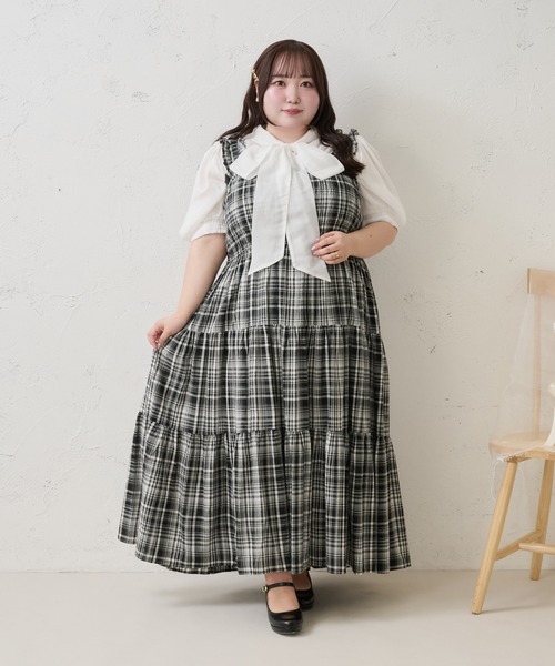 Louiosy(ルオシー)の「【Louiosy】【大きいサイズ】肩フリルティアードキャミワンピース(ワンピース・レディース・ブラック系その他/アイボリー・4L/3L/X-LARGE)」の6枚目の写真