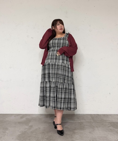 Louiosy(ルオシー)の「【Louiosy】【大きいサイズ】肩フリルティアードキャミワンピース(ワンピース・レディース・ブラック系その他/アイボリー・4L/3L/X-LARGE)」の4枚目の写真