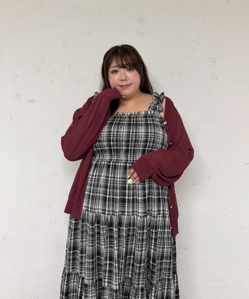 Louiosy(ルオシー)の「【Louiosy】【大きいサイズ】肩フリルティアードキャミワンピース(ワンピース・レディース・ブラック系その他/アイボリー・4L/3L/X-LARGE)」の5枚目の写真