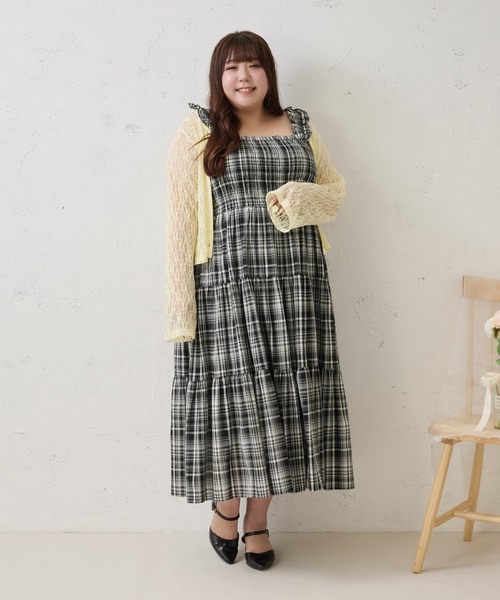 Louiosy(ルオシー)の「【Louiosy】【大きいサイズ】肩フリルティアードキャミワンピース(ワンピース・レディース・ブラック系その他/アイボリー・4L/3L/X-LARGE)」の7枚目の写真