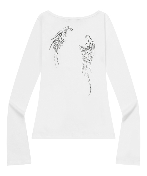 MUCENT(ムセント)の「エーテルエンジェルウィングスシースルーロングスリーブTシャツ(2カラー)(Tシャツ/カットソー・レディース・ブラック/ホワイト・FREE)」の13枚目の写真
