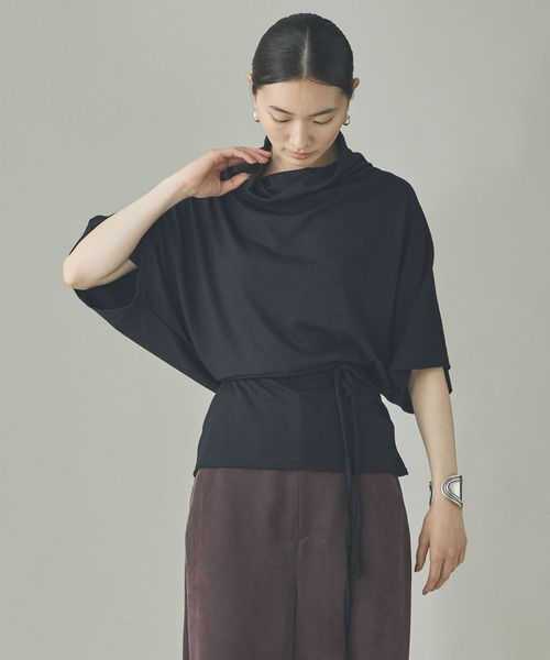 Curensology（カレンソロジー）の「Curensology(カレンソロジー)/ウールジャージープルオーバー（Tシャツ/カットソー・レディース・カーキ/ブラック/グレー/ネイビー・FREE）」の5枚目の写真