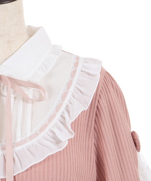 axes femme POETIQUE(アクシーズファムポエティック)の「ヨークフリルブロッキングPO(Tシャツ/カットソー・レディース・ピンク/ホワイト/ブラック・MEDIUM)」の4枚目の写真