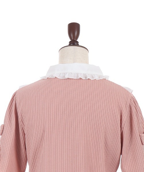 axes femme POETIQUE(アクシーズファムポエティック)の「ヨークフリルブロッキングPO(Tシャツ/カットソー・レディース・ピンク/ホワイト/ブラック・MEDIUM)」の6枚目の写真
