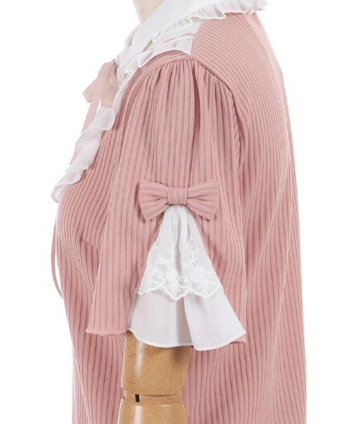 axes femme POETIQUE(アクシーズファムポエティック)の「ヨークフリルブロッキングPO(Tシャツ/カットソー・レディース・ピンク/ホワイト/ブラック・MEDIUM)」の7枚目の写真