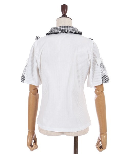 axes femme POETIQUE(アクシーズファムポエティック)の「ヨークフリルブロッキングPO(Tシャツ/カットソー・レディース・ピンク/ホワイト/ブラック・MEDIUM)」の11枚目の写真