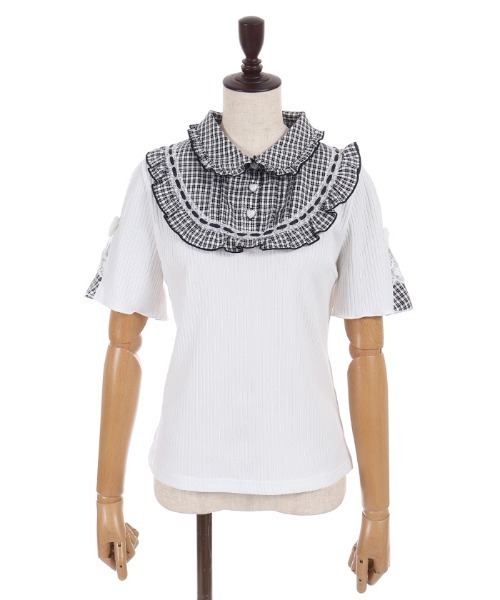 axes femme POETIQUE(アクシーズファムポエティック)の「ヨークフリルブロッキングPO(Tシャツ/カットソー・レディース・ピンク/ホワイト/ブラック・MEDIUM)」の13枚目の写真