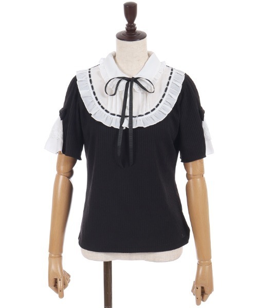 axes femme POETIQUE(アクシーズファムポエティック)の「ヨークフリルブロッキングPO(Tシャツ/カットソー・レディース・ピンク/ホワイト/ブラック・MEDIUM)」の15枚目の写真