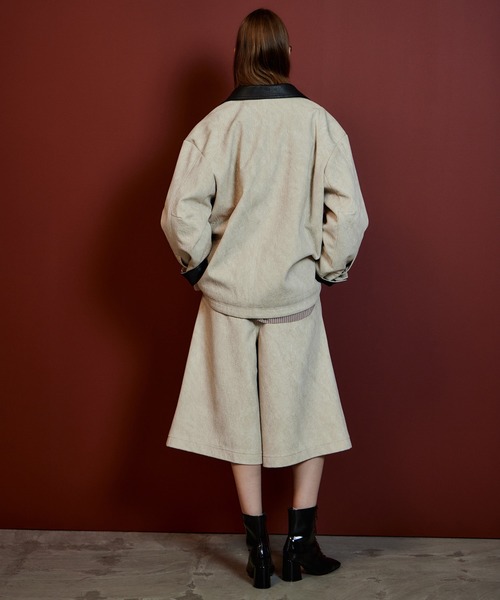 MAISON SPECIAL(メゾンスペシャル)の「【2026Autumn PRE-ORDER】Haircalf-Like Utility Jacket/ハラコライクユーティリティージャケット(ブルゾン・レディース・ベージュ/グリーン・FREE)」の4枚目の写真