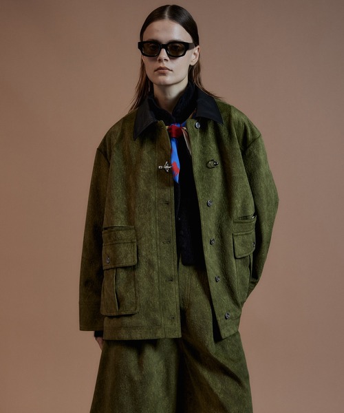MAISON SPECIAL(メゾンスペシャル)の「【2026Autumn PRE-ORDER】Haircalf-Like Utility Jacket/ハラコライクユーティリティージャケット(ブルゾン・レディース・ベージュ/グリーン・FREE)」の9枚目の写真