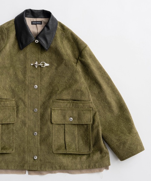 MAISON SPECIAL(メゾンスペシャル)の「【2026Autumn PRE-ORDER】Haircalf-Like Utility Jacket/ハラコライクユーティリティージャケット(ブルゾン・レディース・ベージュ/グリーン・FREE)」の14枚目の写真
