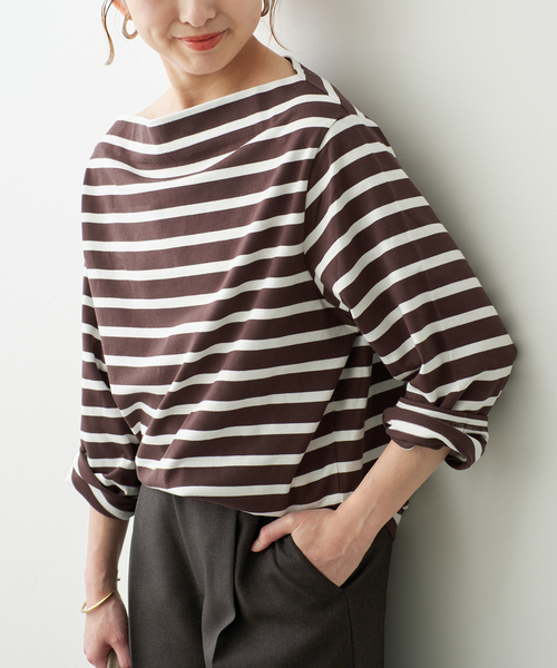 Spick & Span(スピックアンドスパン)の「ボートネックロングスリーブTシャツ(Tシャツ/カットソー・レディース・その他4/マルチ・FREE)」の1枚目の写真