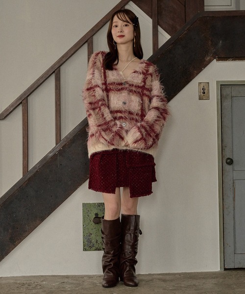 mideal(マイディール)の「ribbon design tweed skirt pants / リボンデザインツイードスカートパンツ(スカート・レディース・ブラウン/ボルドー・FREE)」の15枚目の写真