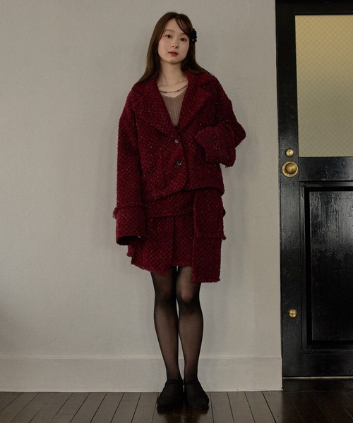 mideal(マイディール)の「ribbon design tweed skirt pants / リボンデザインツイードスカートパンツ(スカート・レディース・ブラウン/ボルドー・FREE)」の10枚目の写真