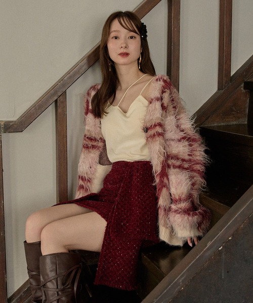 mideal(マイディール)の「ribbon design tweed skirt pants / リボンデザインツイードスカートパンツ(スカート・レディース・ブラウン/ボルドー・FREE)」の19枚目の写真