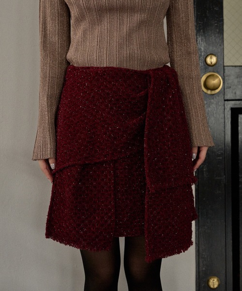 mideal(マイディール)の「ribbon design tweed skirt pants / リボンデザインツイードスカートパンツ(スカート・レディース・ブラウン/ボルドー・FREE)」の21枚目の写真